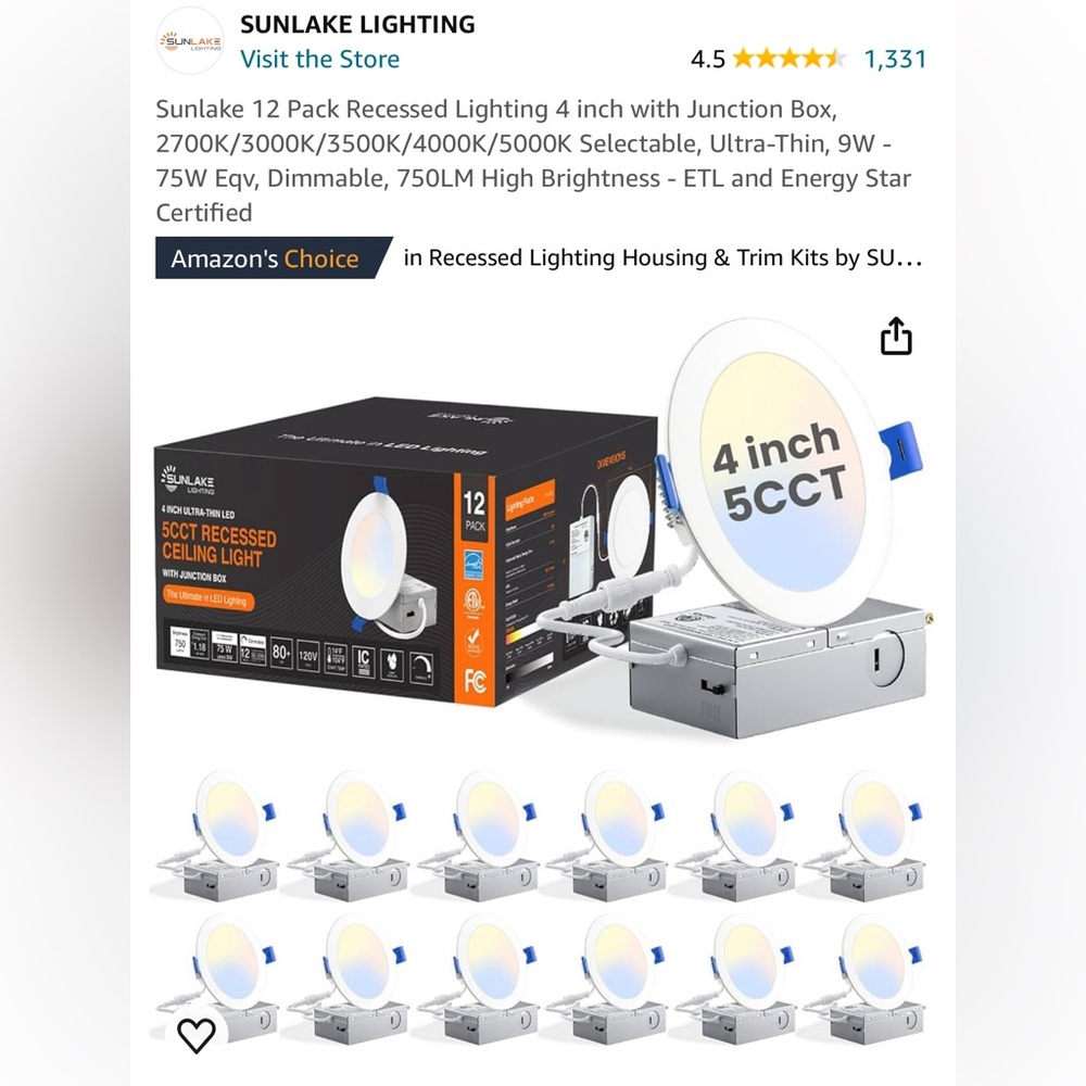 SunLake 12 Pack Recessed Lighting (6 boxes in total available) DO YOUR HOME GOOD